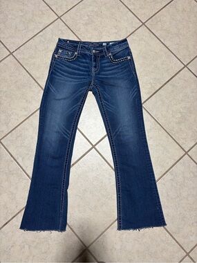 Miss Me Dark Blue Bootcut Jeans with Contrast Stitching